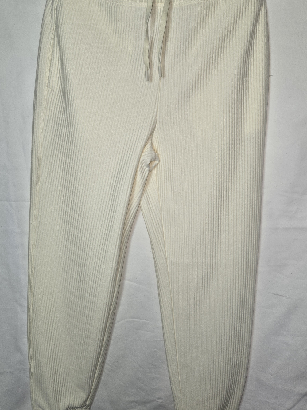 DSG Cream Ribbed Sweatpants with Drawstring